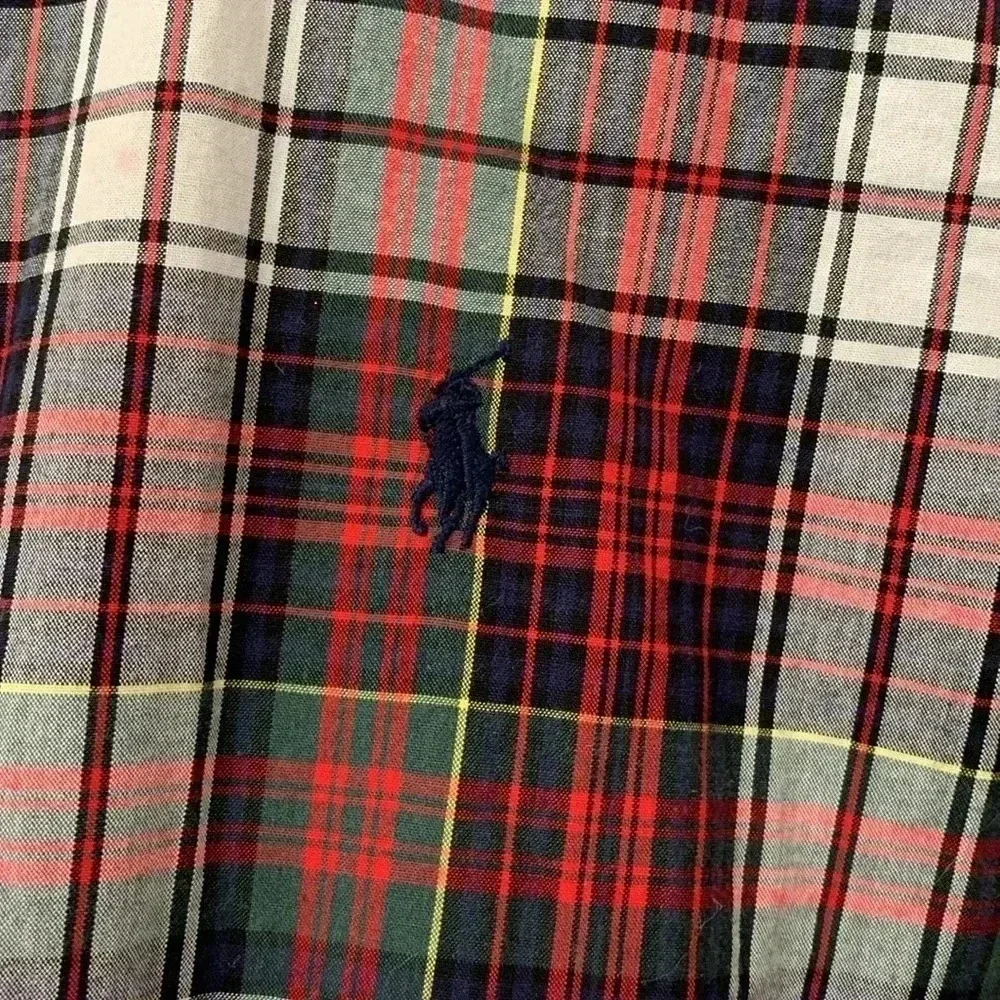 Boys‎ Ralph Lauren Long Sleeve Plaid Button Down Collar Shirt Size M(12-14) EUC